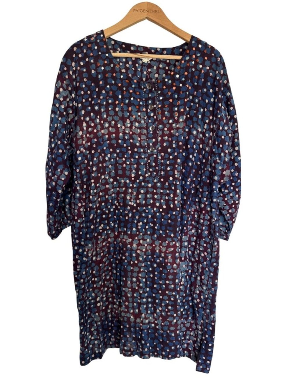 Marketplace Handwork of India Womens 2W Cotton Blue Purple Dress Boho